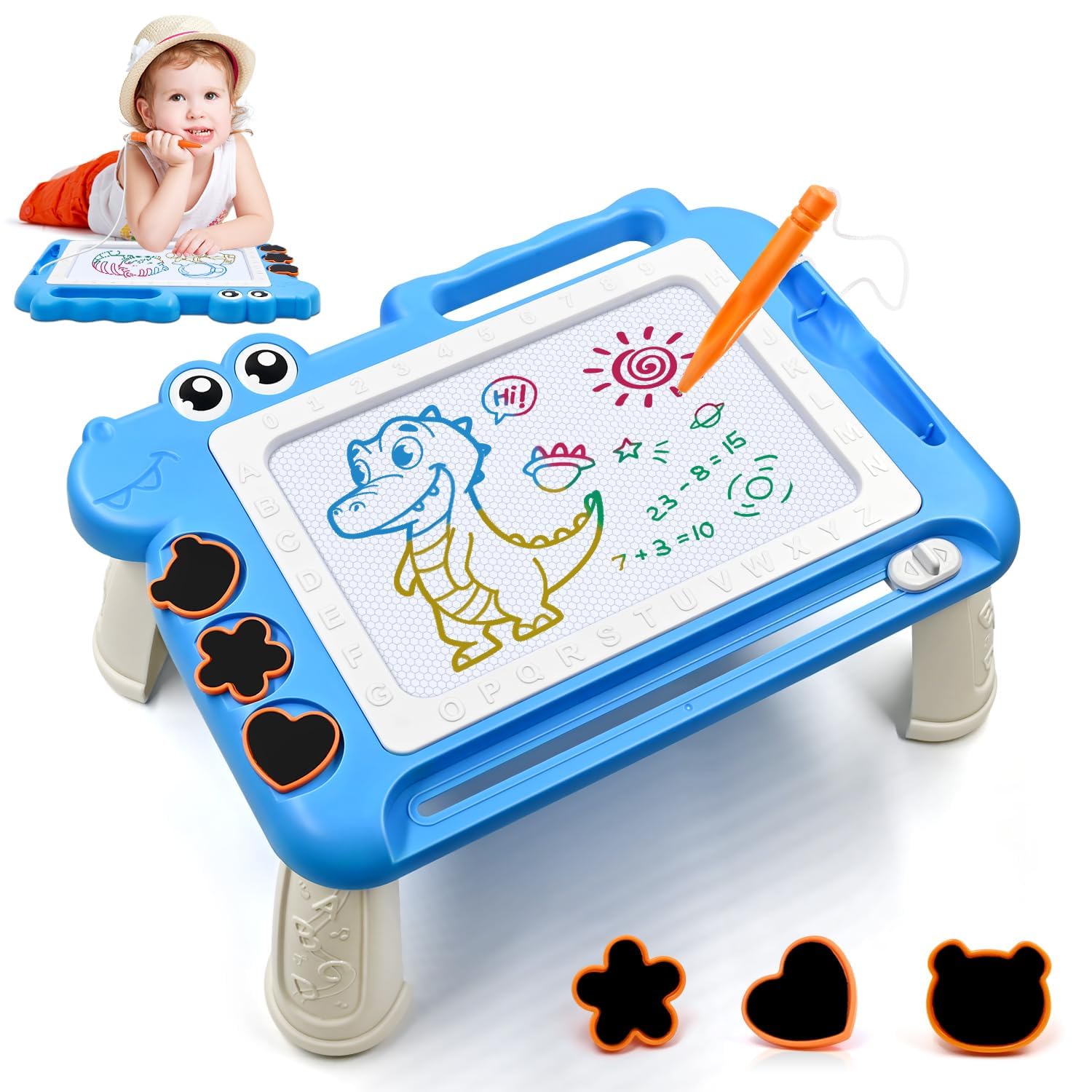 Photo 1 of AiTuiTui Magnetic Drawing Board Toddler Toys with Legs for 2 3 Year Old Girls Boys, Sketch Writing Doodle Pad Age 2-4 Travel Games, Educational Learning Kids Toys for Toddlers Birthday (Blue)