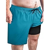 Arcweg Men's Big and Tall Swim Trunks Plus Size Swimsuit for Men with Compression Liner & Zipper Pocket