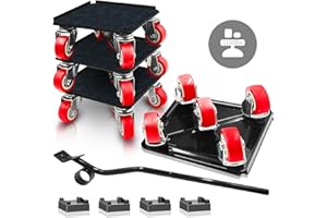 KODIBO 5 Wheel Furniture Dolly, 1100lbs Moving Dollies with 5 Wheels, 360° Rotation Moving Furniture Lifter for Heavy Duty, Heavy Furniture Mover Tool for Sofa Refrigerator Bed