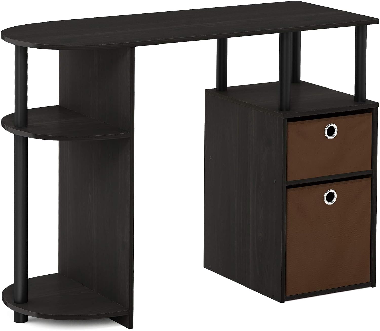 Furinno JAYA Simplistic Computer Study Desk with Bin Drawers, Espresso