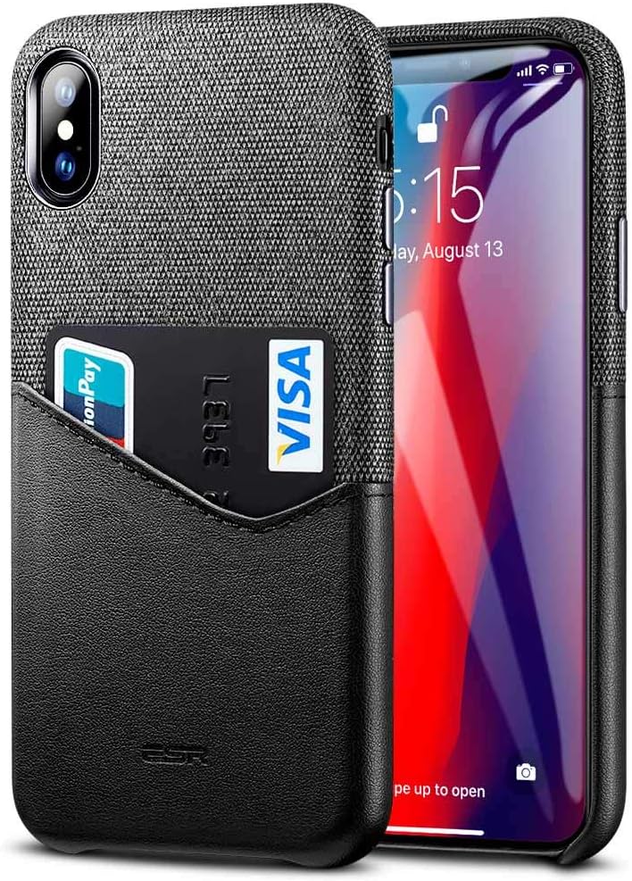 RAEGR Shield by ESR iPhone Xs Max Case, Metro (Card Slider) Leather Protection Case/Cover Designed for iPhone Xs Max - Charcoal/Black RG20093