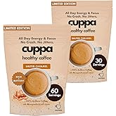 Cuppa Coffee - Great tasting medium roast with mushrooms, adaptogens & superfoods - Lion's Mane, Ashwagandha, Cordyceps, MCT, Prebiotic Fiber & L-Theanine. Supports natural energy & better mental focus, overall well-being + a happier gut (90 Servings, Salted Caramel)