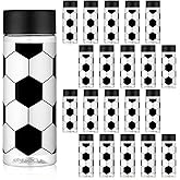 Skylety 24 Pcs Soccer Plastic Bottles with Lids 13.5 oz Soccer Team Gifts Bulk Reusable Juice Sensory Bottles Plastic Drink Container Sports Themed Birthday Party Supplies