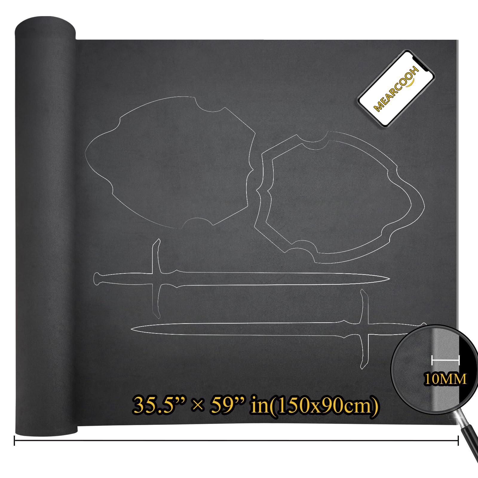 MEARCOOH EVA Foam Cosplay Black 10mm Thick (1mm to 20mm) Large 35.5