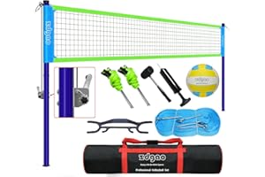 ZDGAO Volleyball Net Outdoor - Professional Volleyball Set with Height Adjustable Aluminum Poles and Anti-Sag System, Boundary Line, Volleyball and Pump