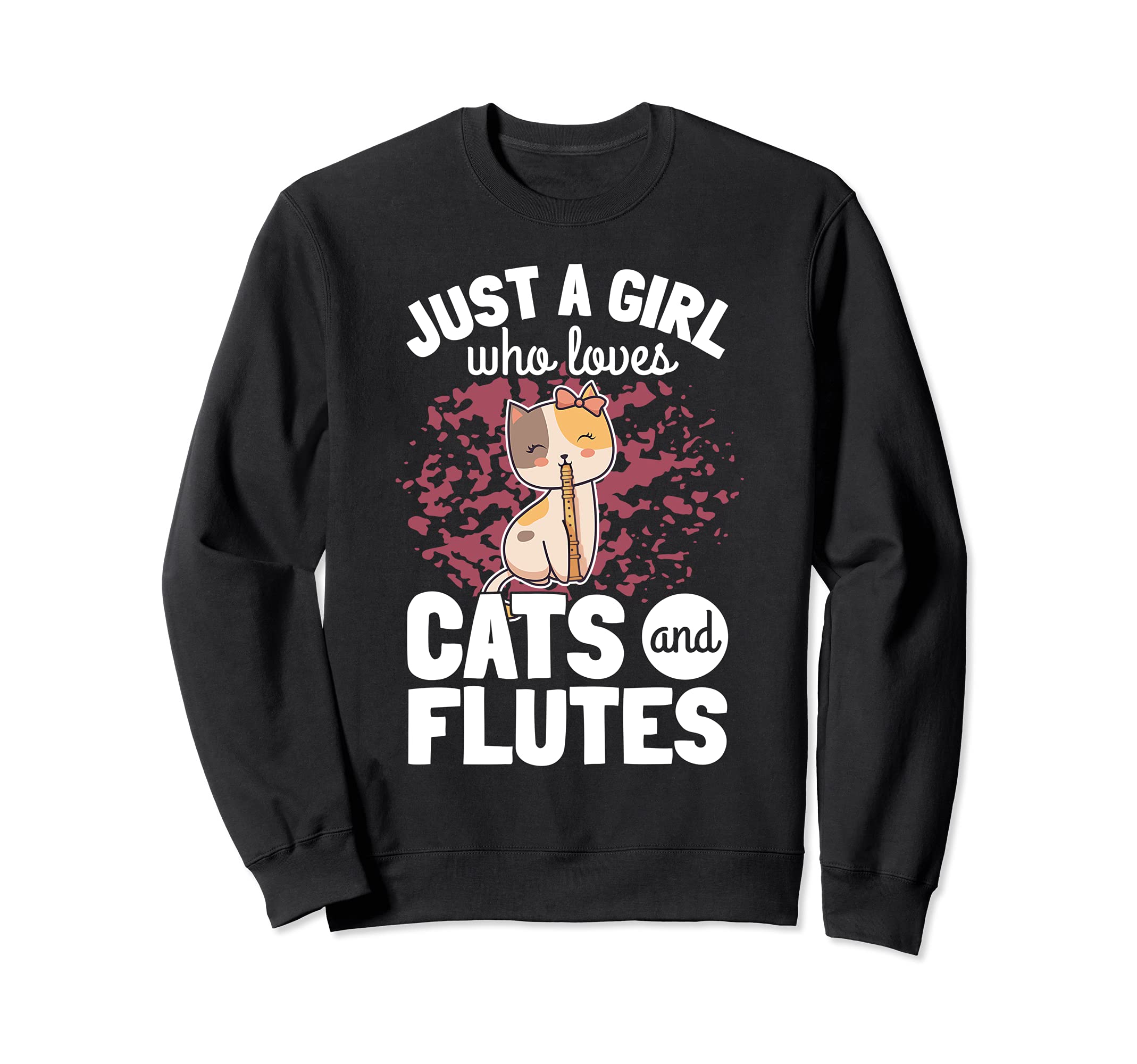 Cute Cat Playing Flute Player Saying Flutist I Kitten Sweatshirt