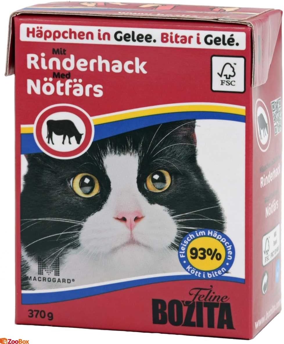 BOZITA Nassfutter BOZITA HÄPPCHEN in Gelee mit Rinderhack 370g für Katzen