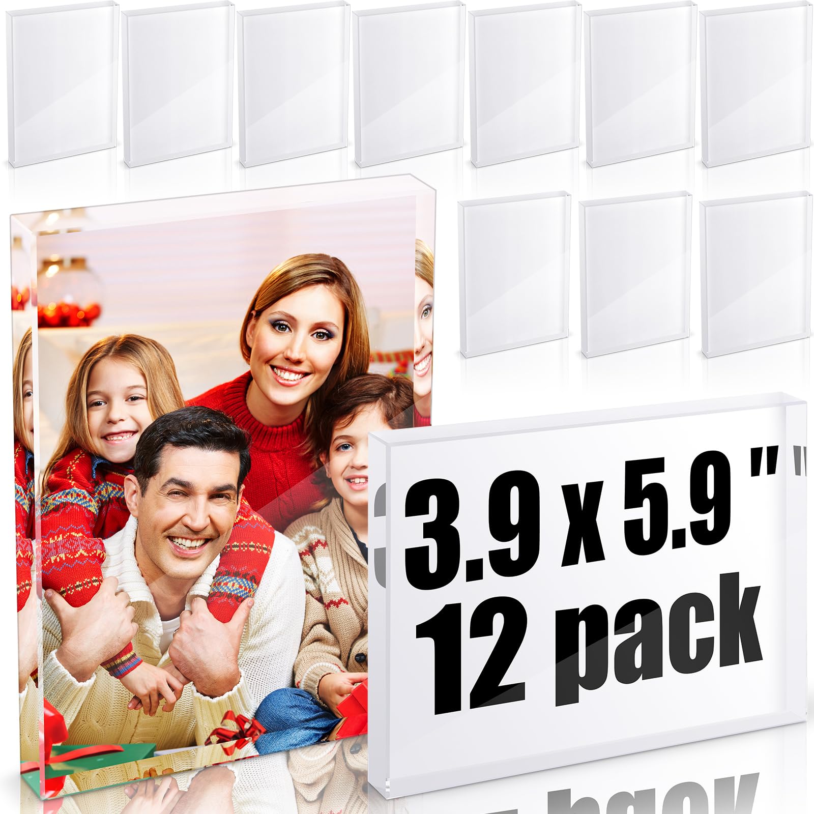 Photo 1 of Qunclay 12 Pcs Sublimation Blanks Crystal Sublimation Canvas Blanks Decorative Heat Transfer Photo Frame Crystal Picture Frame for DIY Custom Tabletop Supplies, Rectangle (3.9 x 5.9 x 0.8 Inches)