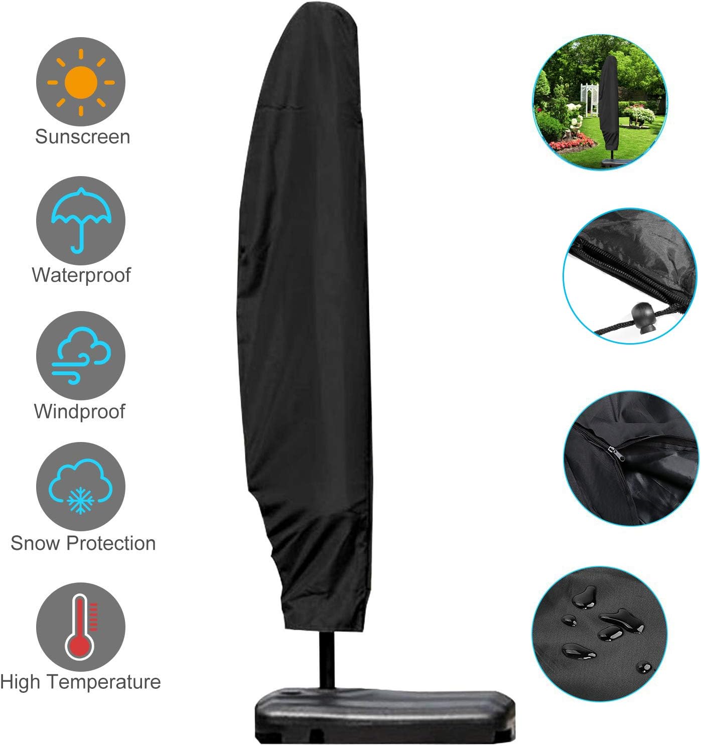 A+Selected 280CM Extra Large Cantilever Parasol Cover Garden Parasol