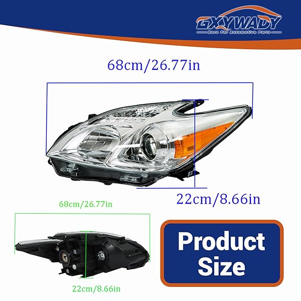 GXYWADY HEADLIGHT ASSEMBLY REPLACEMENT FOR PRIUS 2012-2015 PASSENGER AND DRIVER SIDES 8113047520 8117047520 TO2518134C TO2519134C