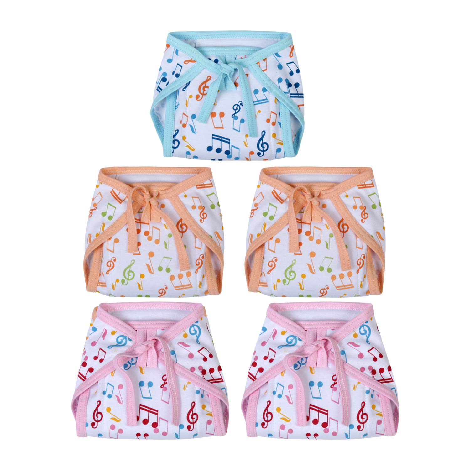 Superminis Baby Cotton Nappies - Music Printed, Reusable, Cushioned Nappy for Newborns and Infants (6-12 Months)