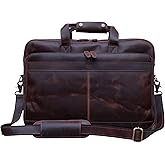 LAVAISH Handmade Full-Grain Leather Briefcase for Men & Women–17" Laptop Bag with Computer Compartment Office Satchel Bag