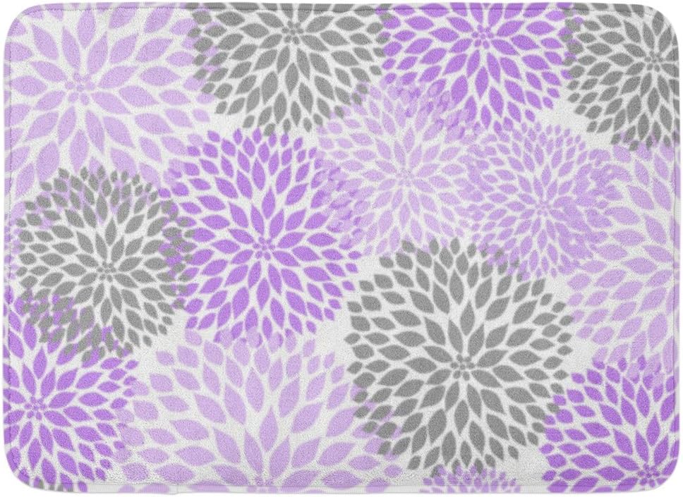 Amazon Com Ablitt Bath Mat Gray Ideas Lavender Grey Dahlias Floral Flowers Purple Bathroom Decor Rug 16 X 24 Home Kitchen
