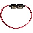 KONDOR BLUE | 12” Right Angle to Left Angle Full HDMI Straight Cable | 4K 3D Capabilities, 60Hz, HDMI 2.0, 18Gbps, HDR MetaData, & Ultra-Durable: Nylon Braided with Reinforced Connectors | Red