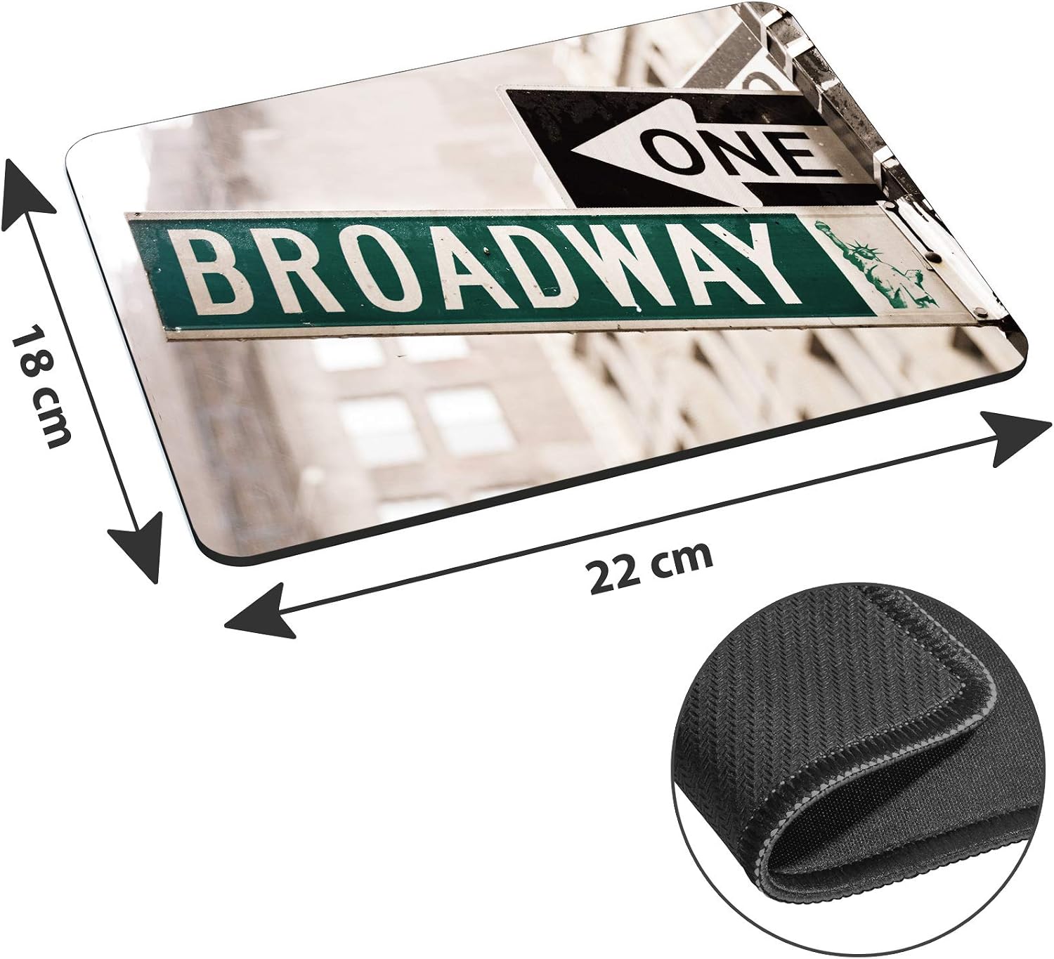 Pedea Neoprene Broadway Design Mouse Mat, 220L x 180W mm - Image 3