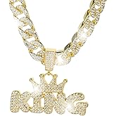 LCWLJL KING Necklace for Men Stainless Steel Religious Retro Nail Cross Pendant Necklace