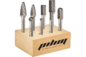 Tungsten Carbide Burr Set 1/4" Shank 8PC Double Cut Rotary Cutting Burrs Die Grinder Bits for Steel and Wood Working, Grindin