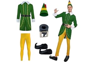 RTOPDS Budby The Elf Costume Men Halloween Christmas Elf Costume Cosplay Costumes Christmas Elf Costume