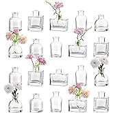 Small Glass Bud Vases for Centerpieces - Hewory 20pcs Clear Sturdy Cute Flower Vases Bulk, Mini Bottle Vase for Wedding Home Decor Birthday Party Events Mother's Day Bridal Shower Gifts Table Decor