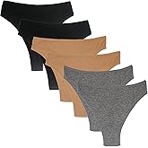 Amwounu High Waisted Cotton Thongs Underwear For Women Breathable Sport Athletics Panties High Rise Plus Size Multipack