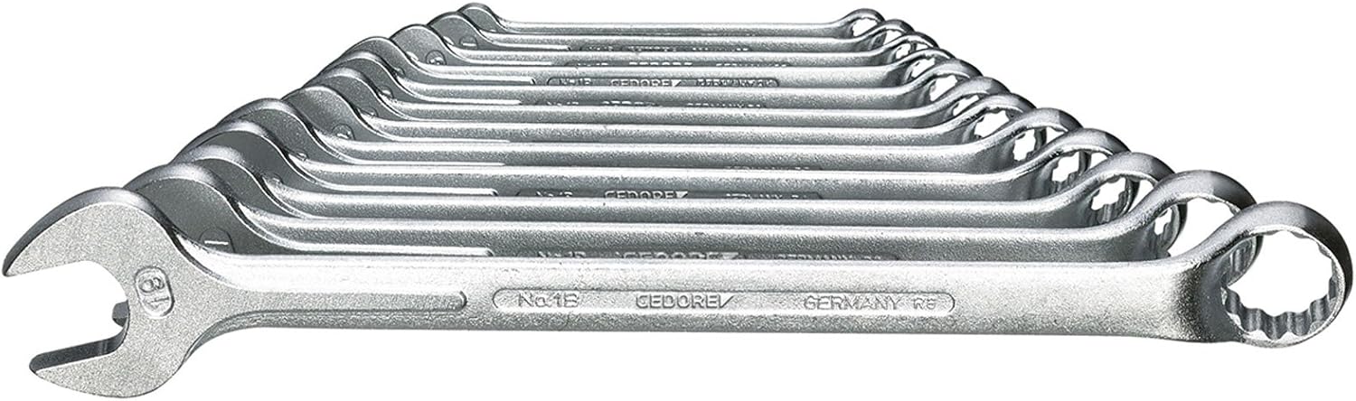 GEDORE 12-pc. Combination spanner set, AF 6-19 mm, Offset, Bi-hex, UD profile, Spanner set, 1 B-0112, Colour