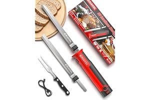EZUVITA 8V Cordless Electric Knife Set, Rechargeable Electric Carving Knife with Reciprocating Stainless Steel Blades for Mea