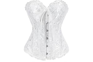 Women's Bustier Corset Lace Up Boned Overbust Bustier Lingerie Top