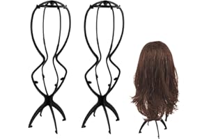 Tibapla 2 Pcs Adjustable Wig Stands, 13.7-19.7 Inch Tall Wig Stands, Portable Folding Wig Head Stand, Trave Wig Display Stand