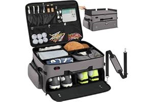 Mogplof Extra Large 2 Layer Golf Trunk Organizer, Golf Gifts for Men Golfers, 20"x 14"x 10" Water-Resistant Car Durable Golf Organizer for 2 Pair Shoes, Balls, Tees, Clothes, Gloves, Accessories