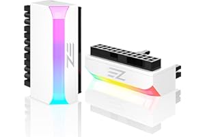 EZDIY-FAB ATX 24-pin 90 Degree Power Connector Adapter 5V 3 Pin ARGB Rainbow Female to Male Power Adapter for Computer Mother
