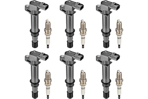 BDFHYK Ignition Coil Pack UF270 and Iridium Spark Plugs 4504 Compatible with Dodge Dakota Durango Nitro Ram 1500 Jeep Commander Grand Cherokee Liberty 3.7L V6, Sets of 6