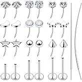 Oicctyzio 18/20g Nose Rings Studs Flat Back Earrings Surgical Steel 6/7/8mm Threadless Cartilage Helix Tragus Labret Medusa Piercing Jewelry for Women Men