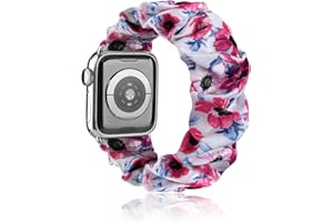 AK Scrunchie Elastic Band Compatible for Apple Watch Band 38mm 40mm 42mm 44mm, Soft Pattern Printed Fabric Wristband Bracelet