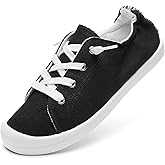 BENPAO Womens Canvas Slip On Shoes White Black Fashion Sneakers Loafers Shoes for Women