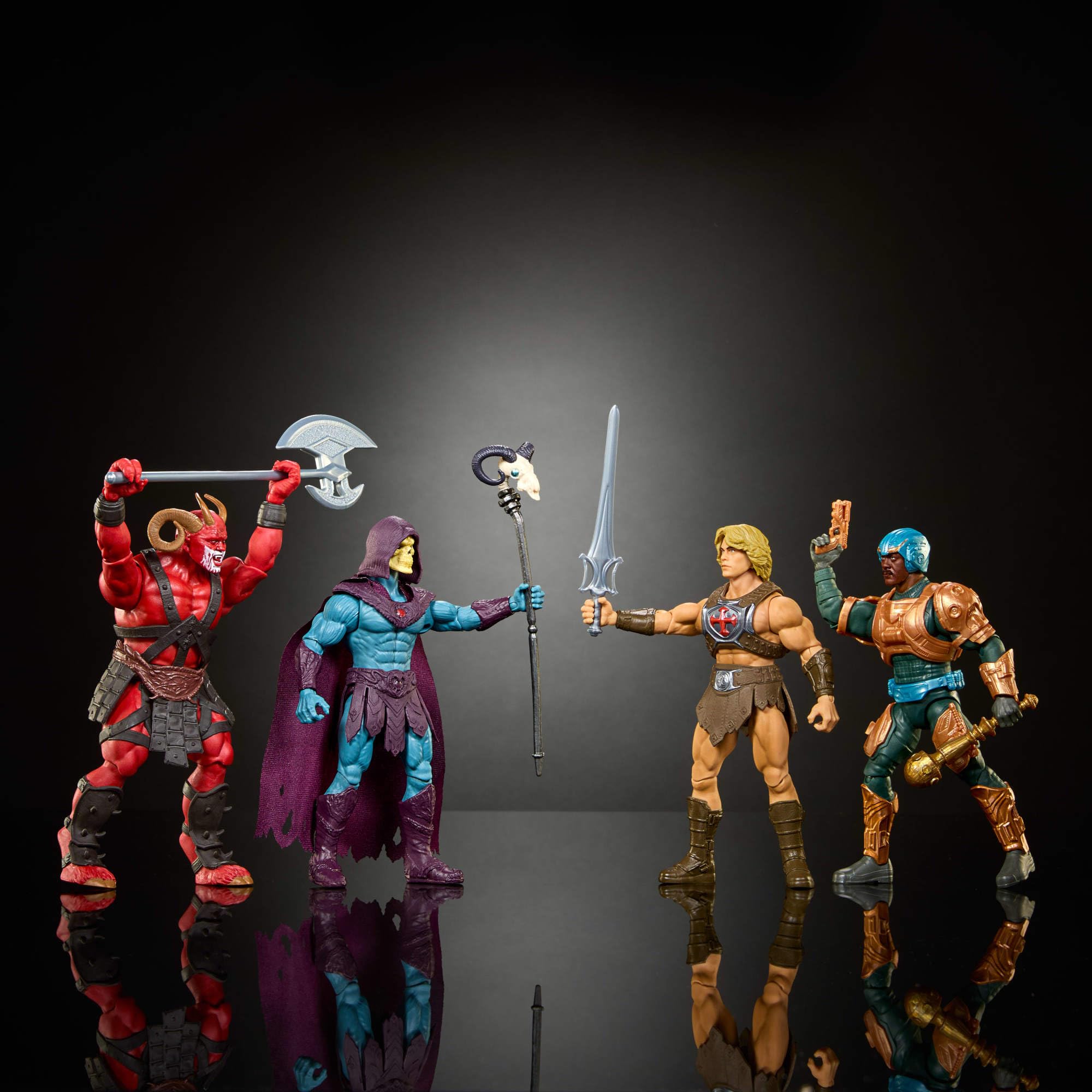 Masters of the Universe Actionfigur-Spielzeug Viererpack, ca. 14 cm, detailgetreu zum Film von 2026 mit 1 exklusivem Inhalt, 14 Bewegungspunkte, Galitzine Elba Björnsson, JKJ33 5