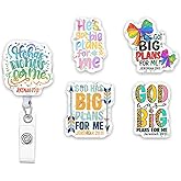 (5Pcs) Jeremiah 29 11 He's Got Big Plans for Me Holographic Christian Badge Reels, Inspirational Retractable ID Holder Clip, Faith Gifts for Nurse Teacher Student Office Worker