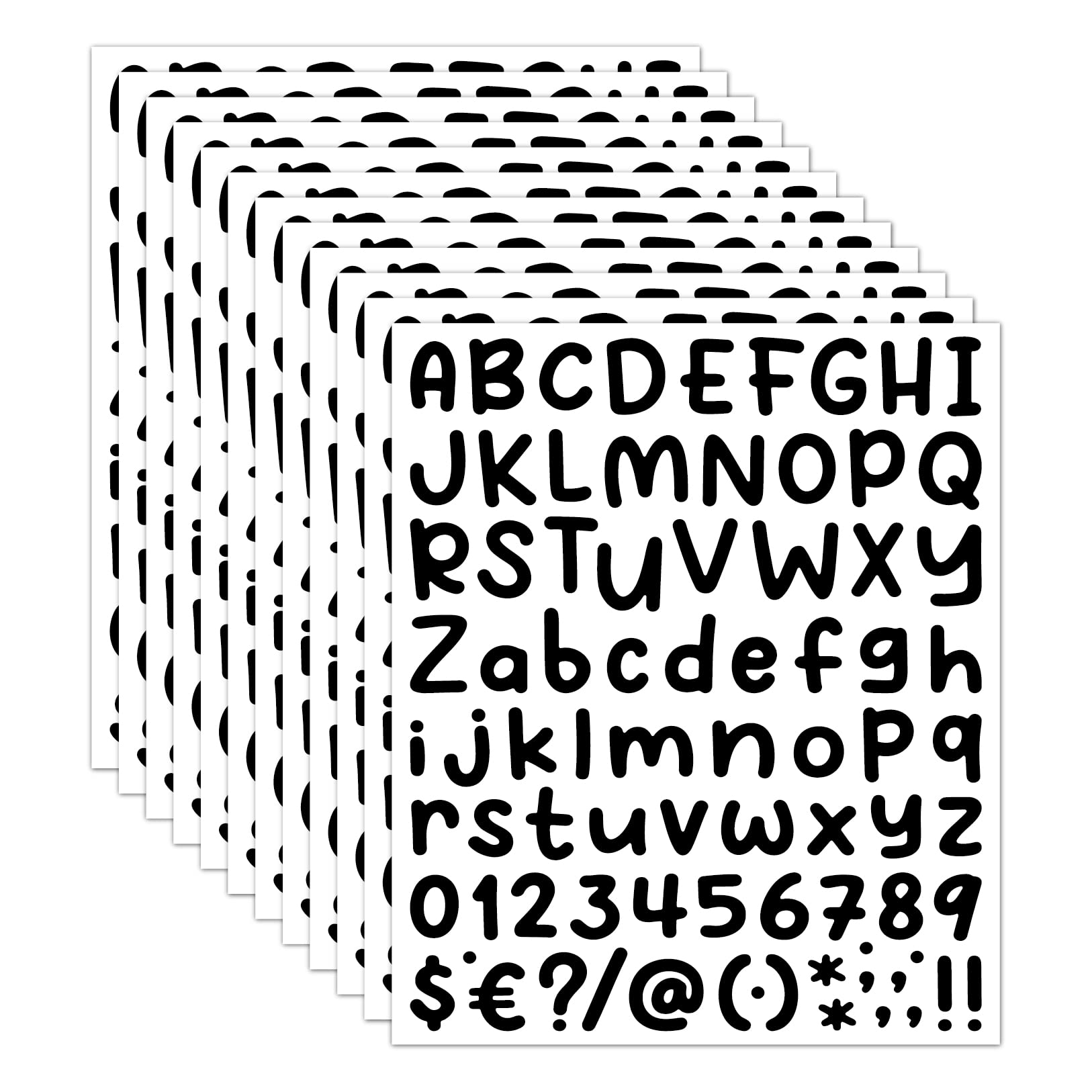 12 Sheets Cute Black Letter Stickers 900 Pcs Alphabet Stickers, DIY Number Letter Decals Script Pantry Labels for Signs, Door, Window, Car, 1 Inch — image 1