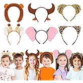 Audaisyly 6Pcs Animal Headbands for Jungle Safari Wild One Farm Animal Cosplay Birthday Party Decor Hair Hoop for Kids Adults