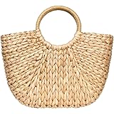 Summer Rattan Bag for Women Straw Hand-woven Top-handle Handbag Beach Sea Straw Rattan Tote Clutch Bags