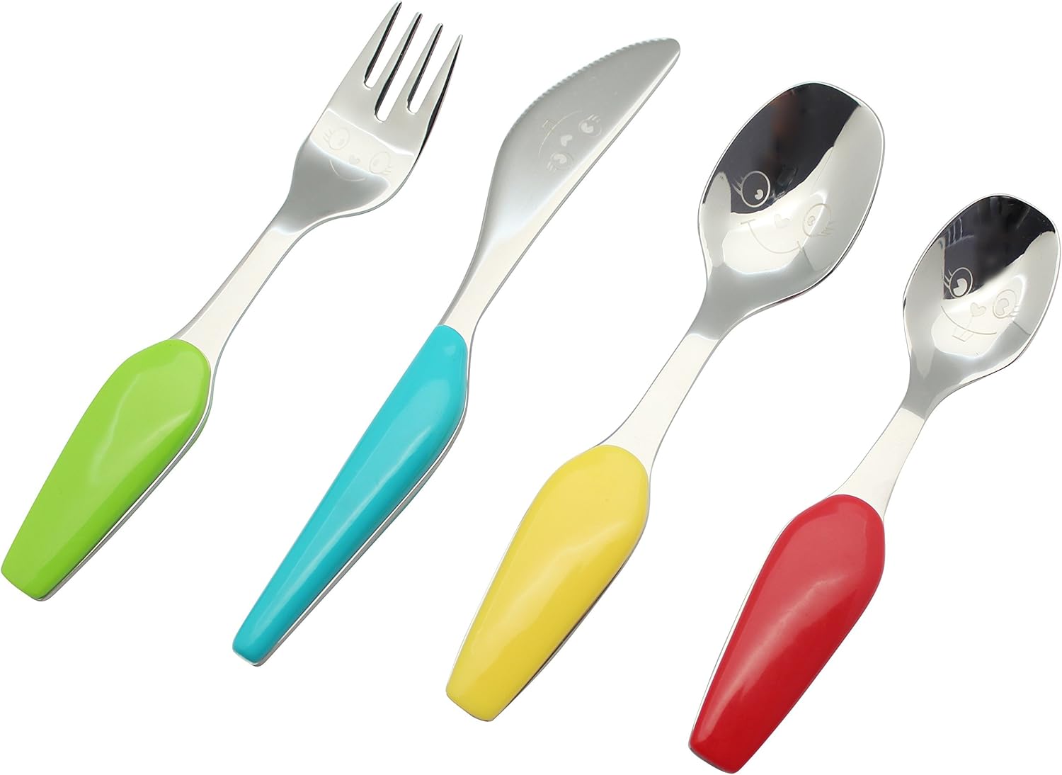 Exzact Childrens Cutlery 4pcs Stainless Steel/Kids Cutlery, 1 x Fork, 1 x Knife, 1 x Dinner Spoon, 1 x Dessert Spoon - Image 3