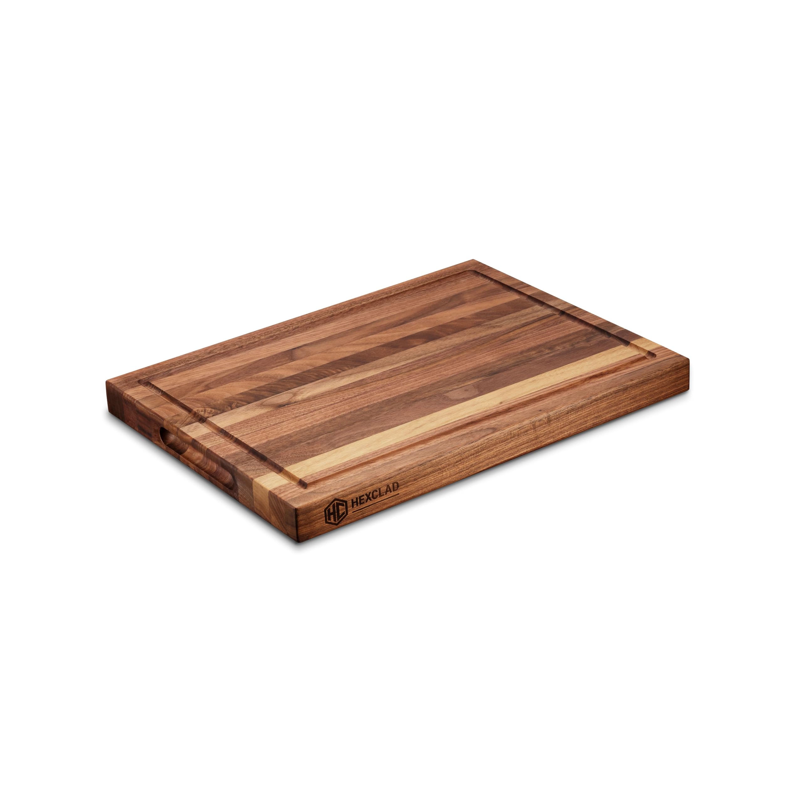 Photo 1 of HexClad Medium Walnut Cutting Board, Double-Sided with Juice Groove & Recessed Handles, Durable, Scratch-Resistant Hardwood, Great for Chopping, Carving & Serving, 11.75"x15.75"