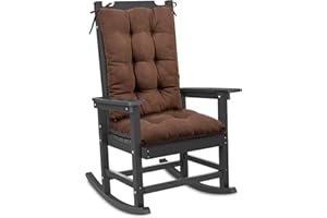 HAVARGO Rocking Chair Cushion Indoor High Back Wooden Adirondack Chair Cushions, Tufted Patio 1Pc Chair Pad Cushion and 1 Pc Back Cushion Brown