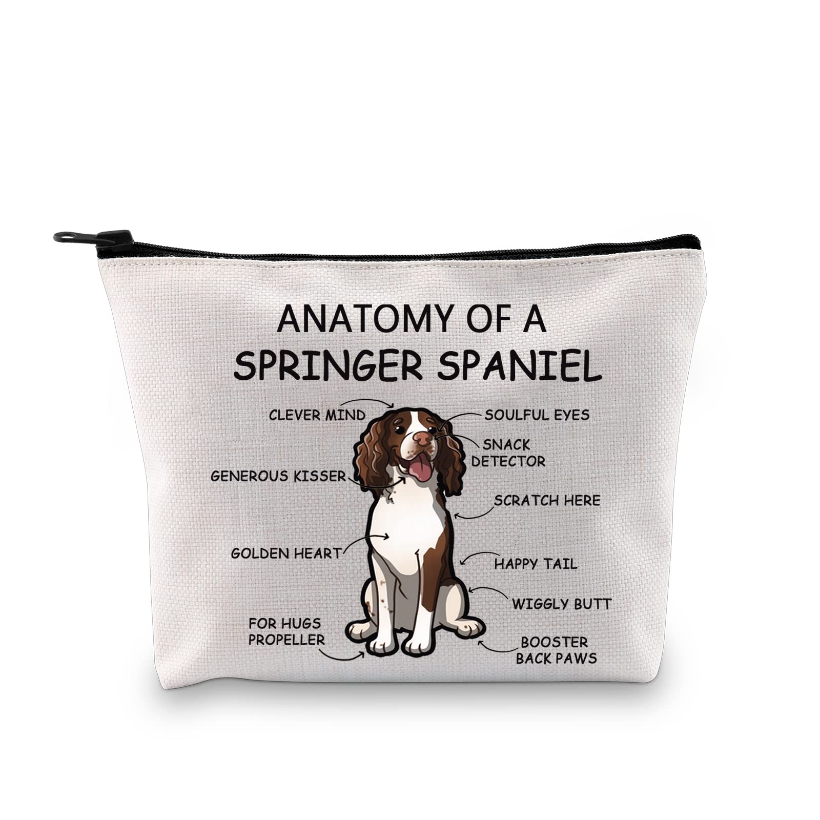 Springer Spaniel Dog Lover Gift Anatomy of A Springer Spaniel Makeup Bag Springer Spaniel Dog Mom Cosmetic Bag Springer Spaniel Owner Gift (Springer Spaniel White)