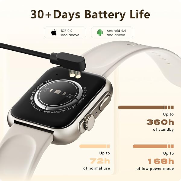 SMART WATCH FOR MEN WOMEN, BLUETOOTH CALL, 120+SPORTS MODES FITNESS TRACKER, SLEEP TRACKING, STEP & CALORIE COUNTER, IP68 WATER RESISTANT SMARTWATCHS FOR ANDROID IPHONE, LIGHTWEIGHT CASUAL BEIGE