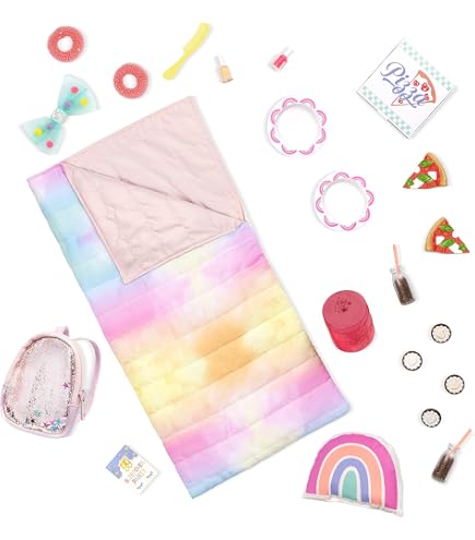 Li'l Woodzeez Glitter Girls - Feu de Camp et Barbecue Portable - Guimauves, bâtons de grillade et Nourriture - Accessoires pour poupées de 35 cm pour