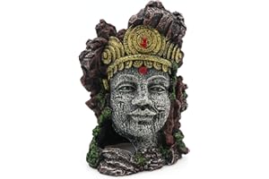 AQUA KT Ancient Ruins Buddha Head Statue Fish Tank Goddess Rock for Betta Cichlid Hideout Cave Hiding Spot Aquarium Landscape Decoration