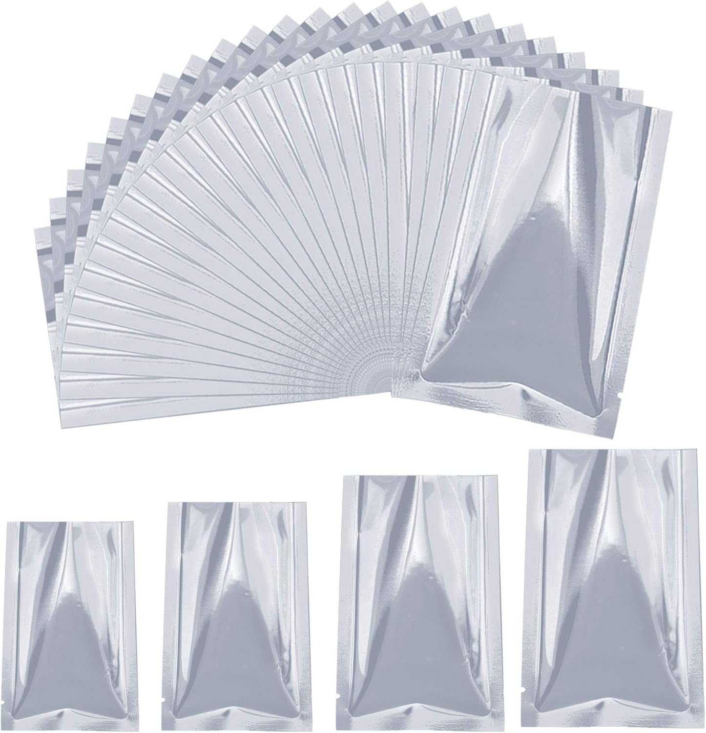 40 Pcs Mylar Aluminum Foil Bags, Metallic Mylar Foil Flat Heat Sealable Bags, 4 Sizes Long Term Storage Bags Pouch for Food Coffee Tea Beans