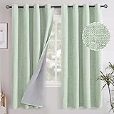 YoungsTex Sage Green Linen Blackout Curtains 72