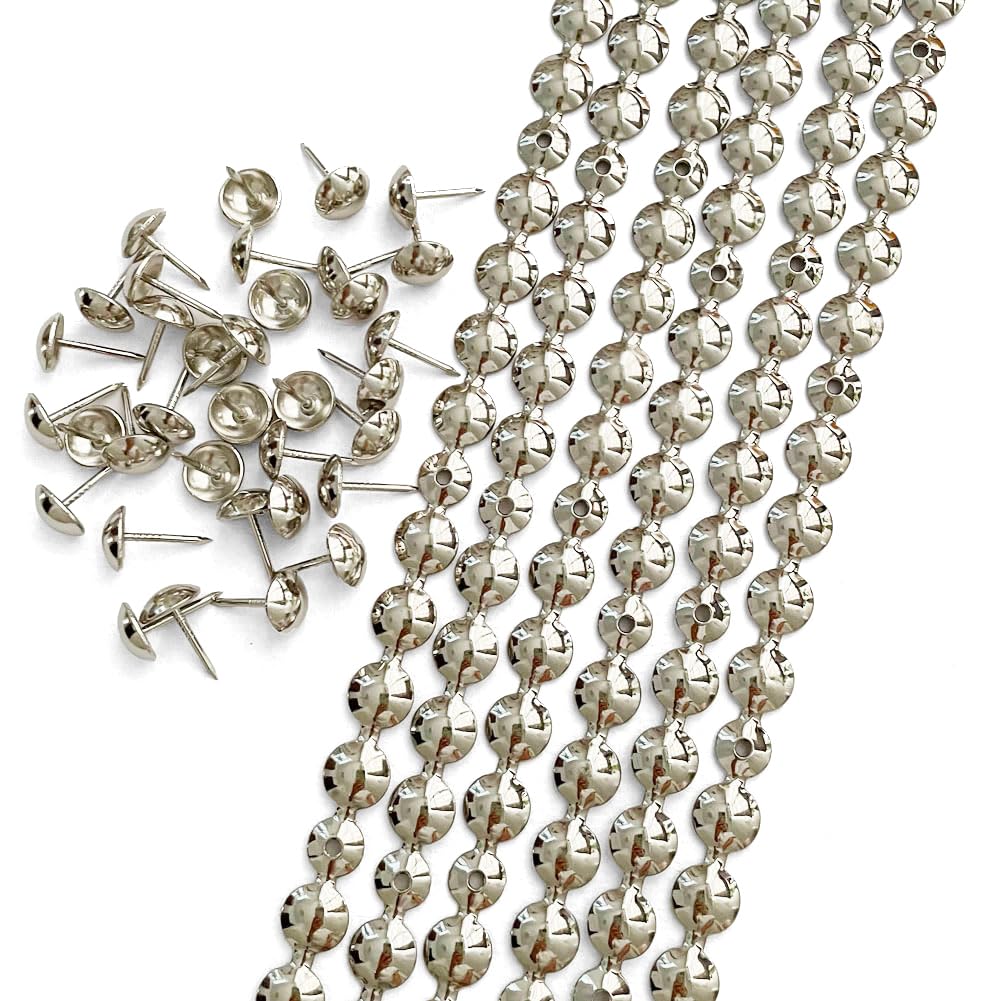 Let's Decorate 10Meters Upholstery Tacks Strips Nickel For Sofa,Nailhead Strips for Furniture,DIY Furniture Hardware Tacks Trims,Loosing Tacks Matched(E:11mm Nickel)