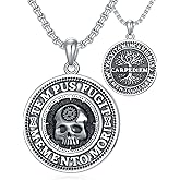 Seiyang Skull Necklace Sterling Silver Skull Pendant Gothic Jewelry Gift for Goth Lovers Halloween (with Gift Box)